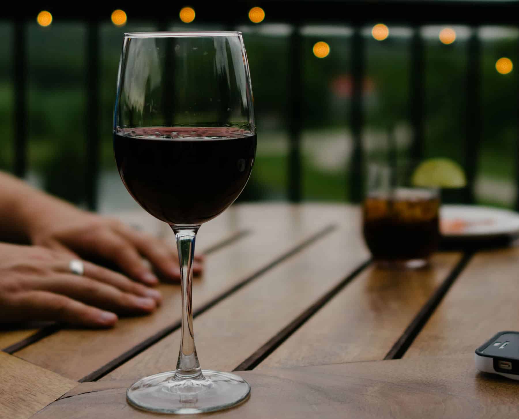 Wine in Wine Glass on Table